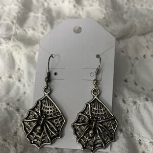 Silver Spider Web Earrings